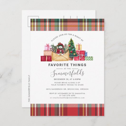 クリスマスお気に入りのの休日素朴を祈る インビテーションポストカード (正面/裏面)