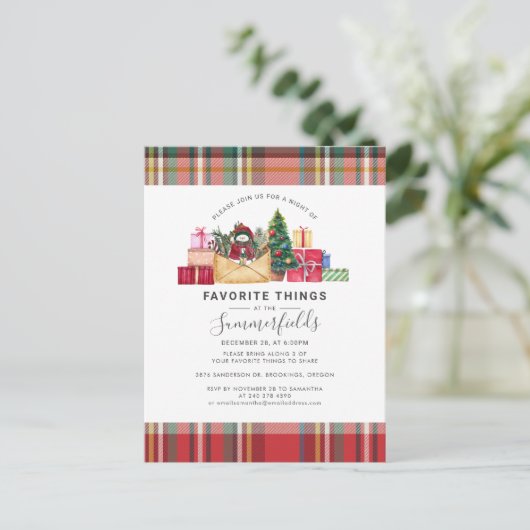 クリスマスお気に入りのの休日素朴を祈る インビテーションポストカード (スタンド正面)