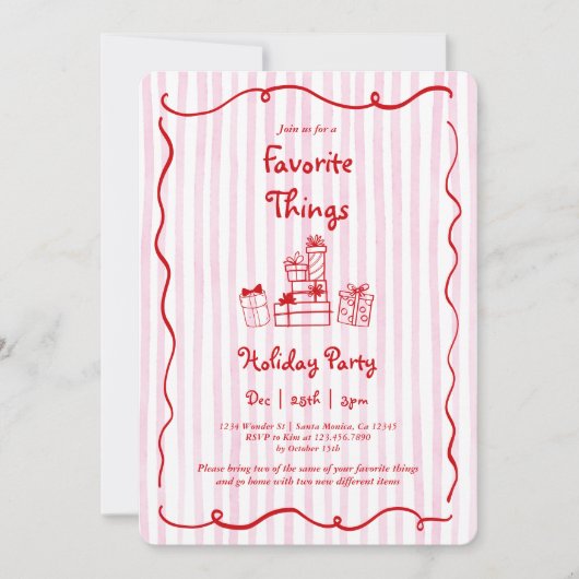 クリスマスお気に入りのの物 招待状 (正面)