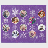クリスマスお気に入りのの雪片ファミリー写真紫 ラッピングペーパー (フラット)