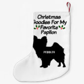 クリスマスお気に入りのパピロン犬 スモールクリスマスストッキング (裏面)