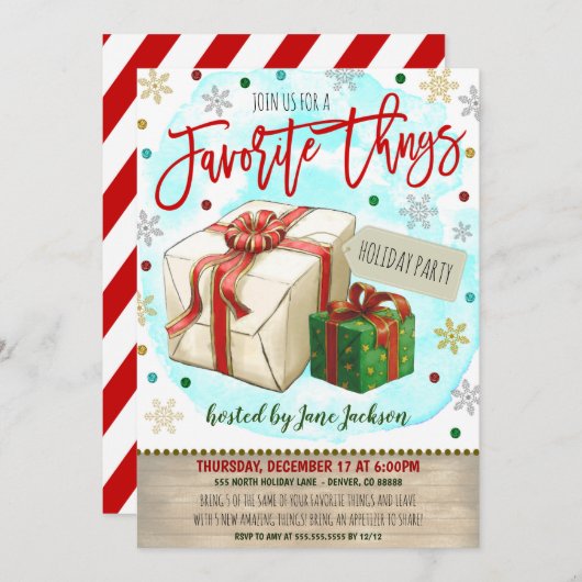 クリスマスお気に入りのパーティー 招待状 (正面/裏面)