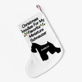 クリスマスお気に入りのミニチュアシュナウツァードッグ スモールクリスマスストッキング (裏面 (吊り時))