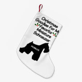 クリスマスお気に入りのミニチュアシュナウツァードッグ スモールクリスマスストッキング (正面 (吊り時))