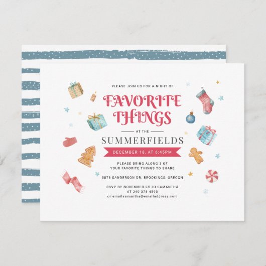 クリスマスお気に入りの休暇パーティー 招待状 (正面/裏面)