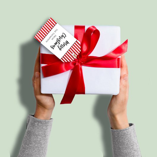 クリスマスお洒落おもしろいカワイホリデーストライプズ ギフトタグ