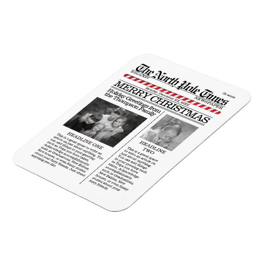 クリスマスお洒落かわいい北極新聞 マグネット (左側)