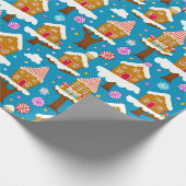 クリスマスお洒落のジンジャーブレッドの家のパターン ラッピングペーパー (角)