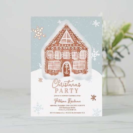 クリスマスお洒落のジンジャーブレッド 箔招待状 (立ち正面)