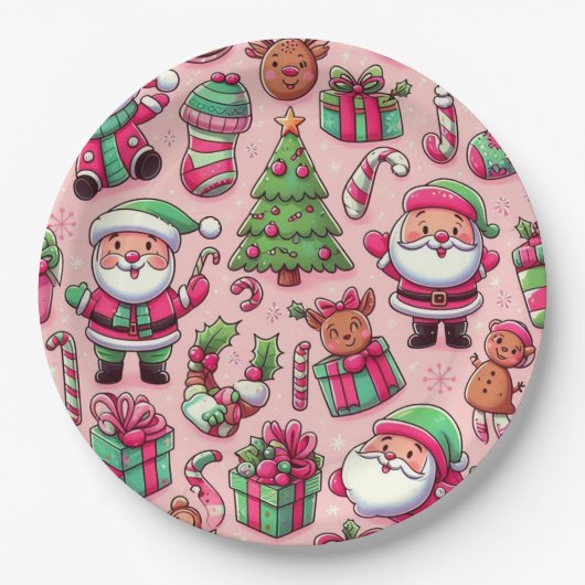 クリスマスお洒落の休日プレート ペーパープレート (正面)