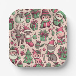 クリスマスお洒落の休日プレート ペーパープレート