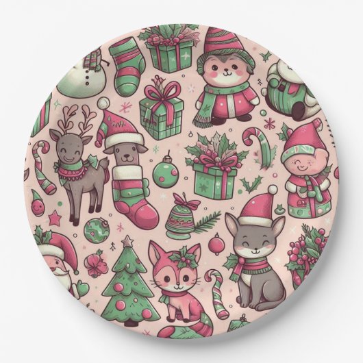 クリスマスお洒落の休日プレート ペーパープレート (正面)