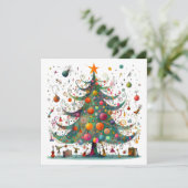 クリスマスお洒落の木、明るい色。 シーズンカード (スタンド正面)