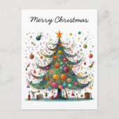 クリスマスお洒落の木、明るい色。 シーズンポストカード (正面)