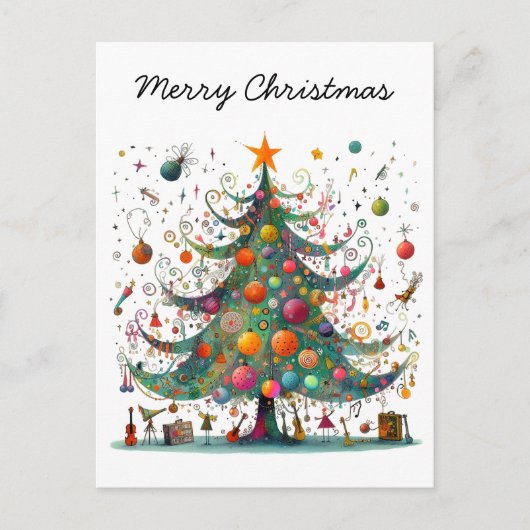 クリスマスお洒落の木、明るい色。 シーズンポストカード (正面)