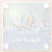 クリスマスお洒落の森の風景 ガラスコースター (裏面)