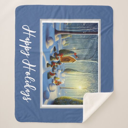 クリスマスお洒落の森の風景 シェルパブランケット (正面)