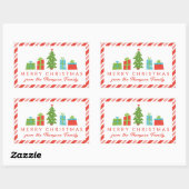 クリスマスお洒落を祝う木と贈り物 長方形シール (シート)