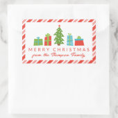 クリスマスお洒落を祝う木と贈り物 長方形シール (バッグ)