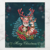 クリスマスお洒落イラストレーション。 ワインラベル (シングルラベル)