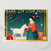 クリスマスお洒落イラストレーション 箔シーズンカード (正面)