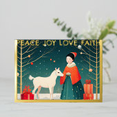 クリスマスお洒落イラストレーション 箔シーズンカード (立ち正面)