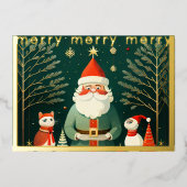 クリスマスお洒落イラストレーション 箔シーズンカード (正面)