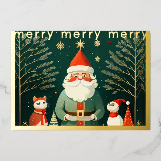 クリスマスお洒落イラストレーション 箔シーズンカード (正面)