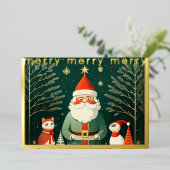 クリスマスお洒落イラストレーション 箔シーズンカード (立ち正面)