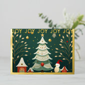 クリスマスお洒落イラストレーション 箔シーズンカード (立ち正面)