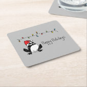 クリスマスお洒落カエル スクエアペーパーコースター (アングル)