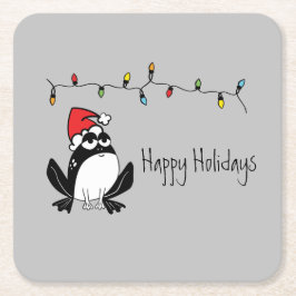 クリスマスお洒落カエル スクエアペーパーコースター