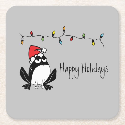 クリスマスお洒落カエル スクエアペーパーコースター (正面)