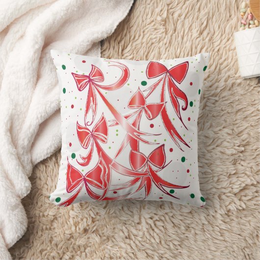 クリスマスお洒落キャンディーケーンの弓パターン クッション (ブランケット)