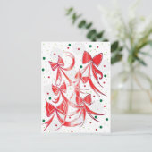 クリスマスお洒落キャンディーケーンの弓パターン シーズンポストカード (スタンド正面)