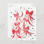 クリスマスお洒落キャンディーケーンの弓パターン シーズンポストカード (正面/裏面)