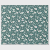 クリスマスお洒落スカンジナビア植物緑 ラッピングペーパー (フラット)