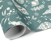 クリスマスお洒落スカンジナビア植物緑 ラッピングペーパー (ロールコーナー)