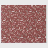 クリスマスお洒落スカンジナビア植物赤 ラッピングペーパー (フラット)