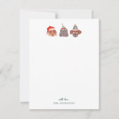 クリスマスお洒落ドッグズグリーン ノートカード (正面)