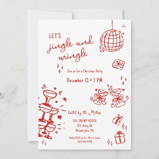 クリスマスお洒落パーティーがジャラジャラ鳴り響く 案内状 (正面)