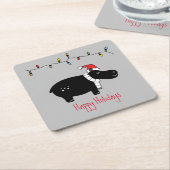 クリスマスお洒落ヒッポ スクエアペーパーコースター (アングル)