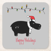 クリスマスお洒落ヒッポ スクエアペーパーコースター (正面)