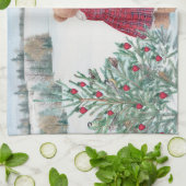 クリスマスお洒落ベアーウィンターパイン キッチンタオル (折り畳み)