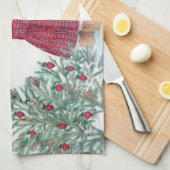クリスマスお洒落ベアーウィンターパイン キッチンタオル (四つ折り)