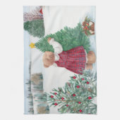 クリスマスお洒落ベアーウィンターパイン キッチンタオル (縦)