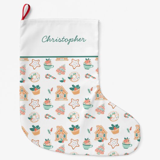 クリスマスお洒落ホリデーパーティー ラージクリスマスストッキング (正面)