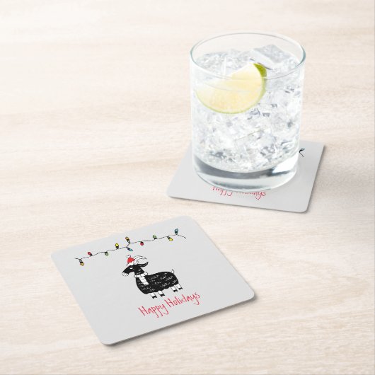 クリスマスお洒落ヤギ スクエアペーパーコースター (インサイチュ)