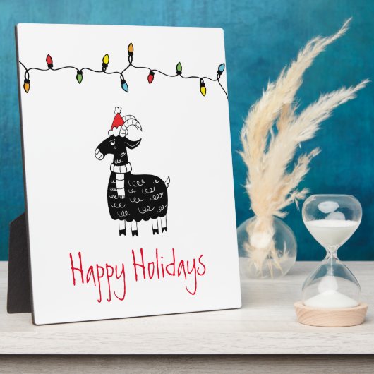 クリスマスお洒落ヤギ フォトプラーク (側面)