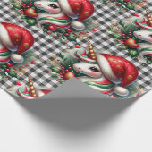 クリスマスお洒落ユニコーン水牛プレイド ラッピングペーパー (角)